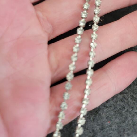 Art Deco Black And White Rhinestone Necklace Choker - Picture 4 of 6